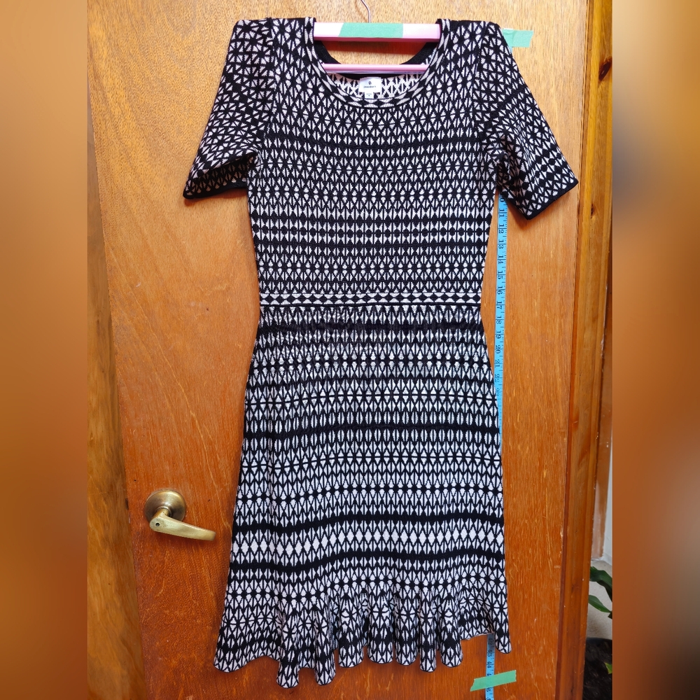 Dressbarn Black and White Patterned Midi Dress